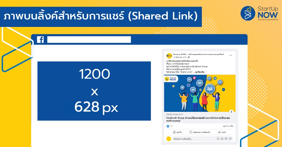 ขนาดภาพ Facebook---thumbnail---shared link---ภาพแชร์ลิงค์---STARTUP NOW