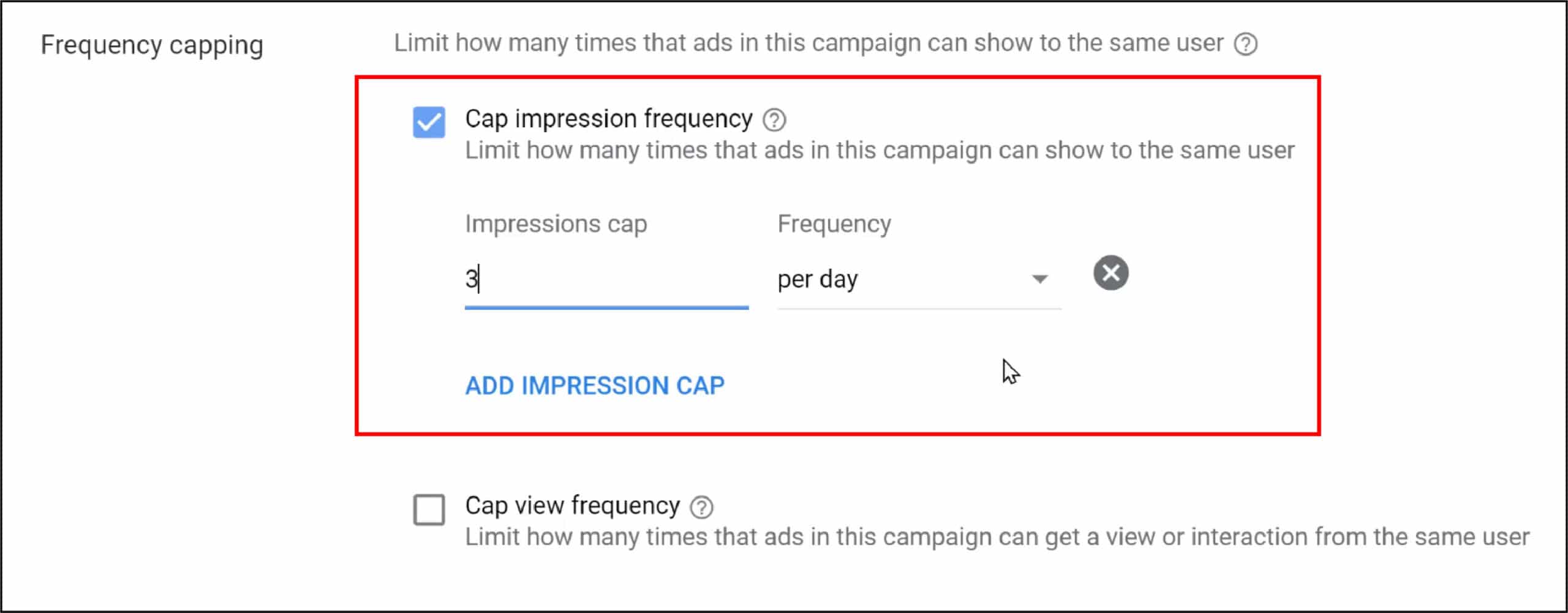 STARTUP NOW---YouTube Ads---Cap impression frequency