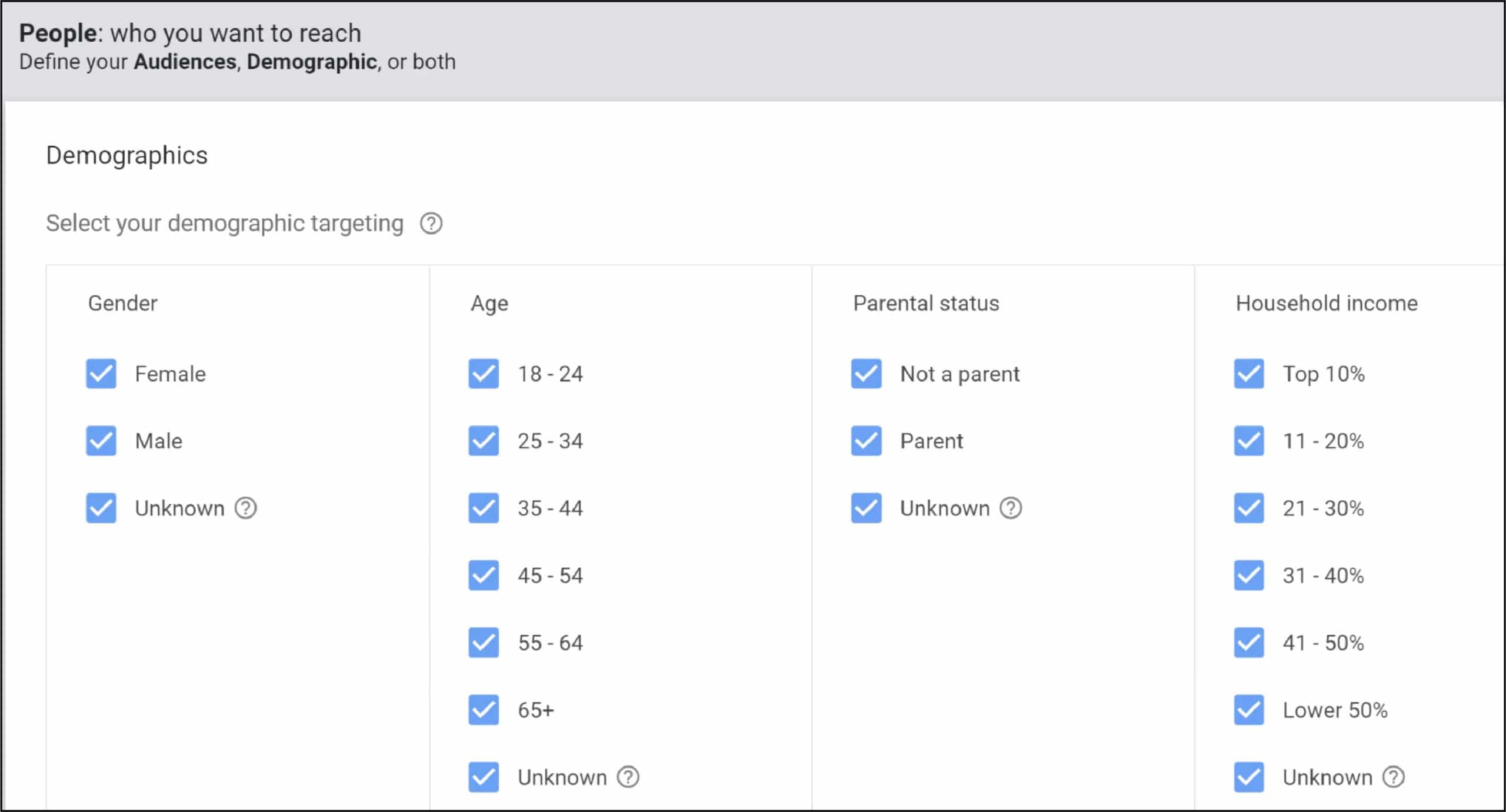 STARTUP NOW---YouTube Ads---demographics---setting