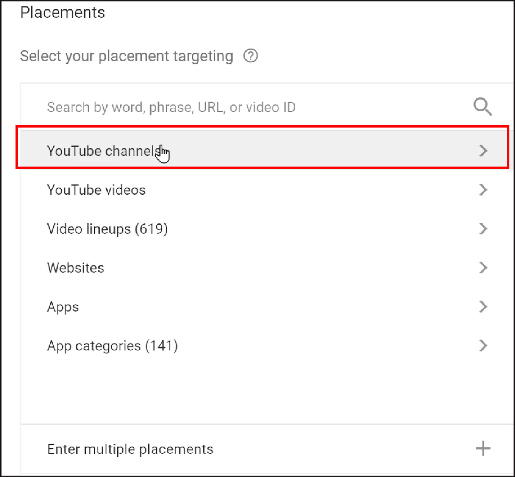 STARTUP NOW---YouTube Ads---placement---setting